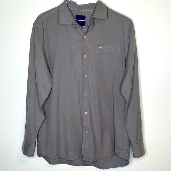 Tommy Bahama Gray Silk-Cotton Blend LS Medium Shirt in Gray - Picture 4 of 4